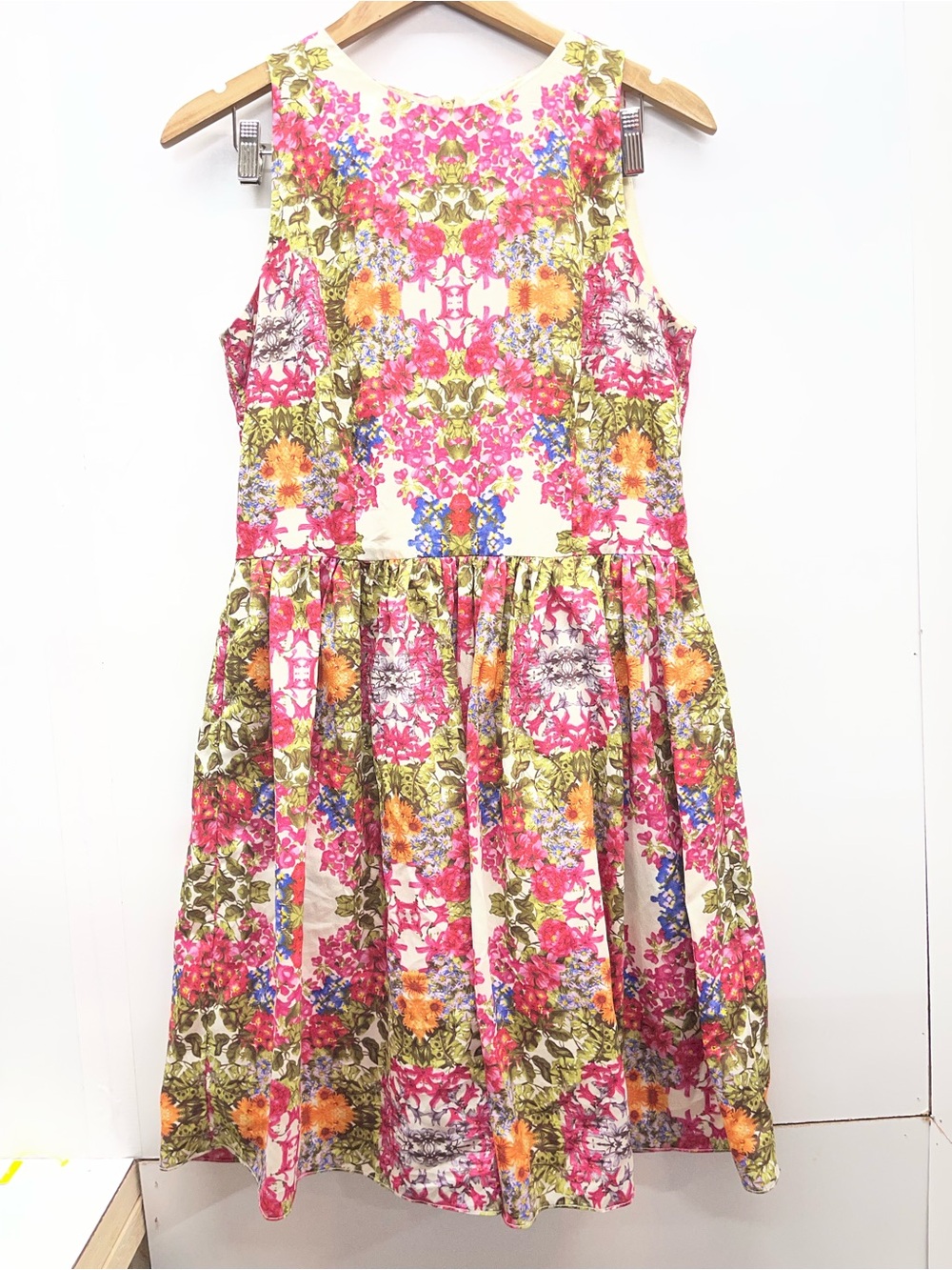 Maggy London floral fit-and-flare midi dress in a multicolor print.